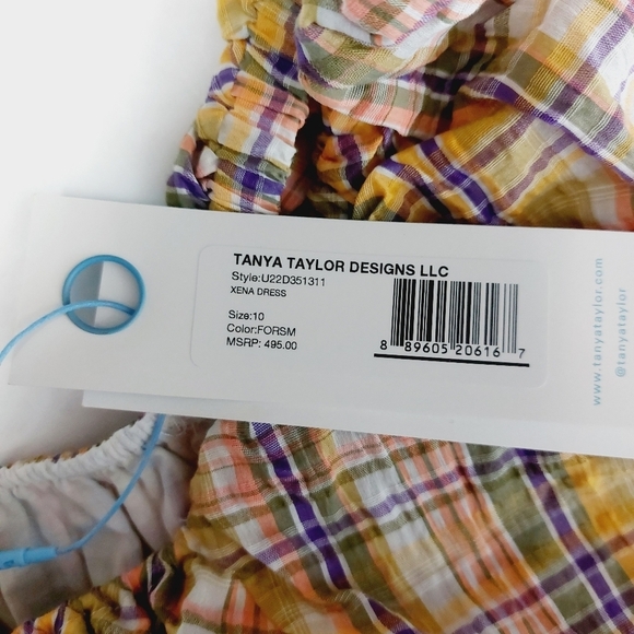 New Tanya Taylor Women's Yellow Xena Plaid Tie-Waist Long Sleeve Dress P5164 - Picture 9 of 10